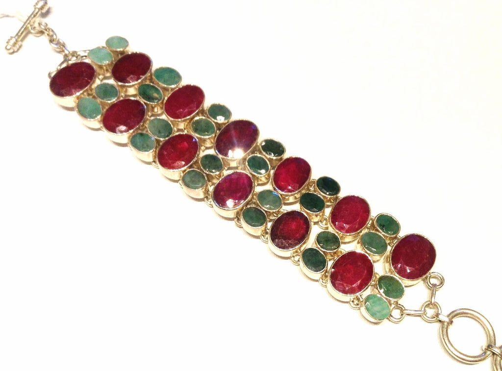 Bracelet with Roots of Emeralds,Rubys and Sapphires