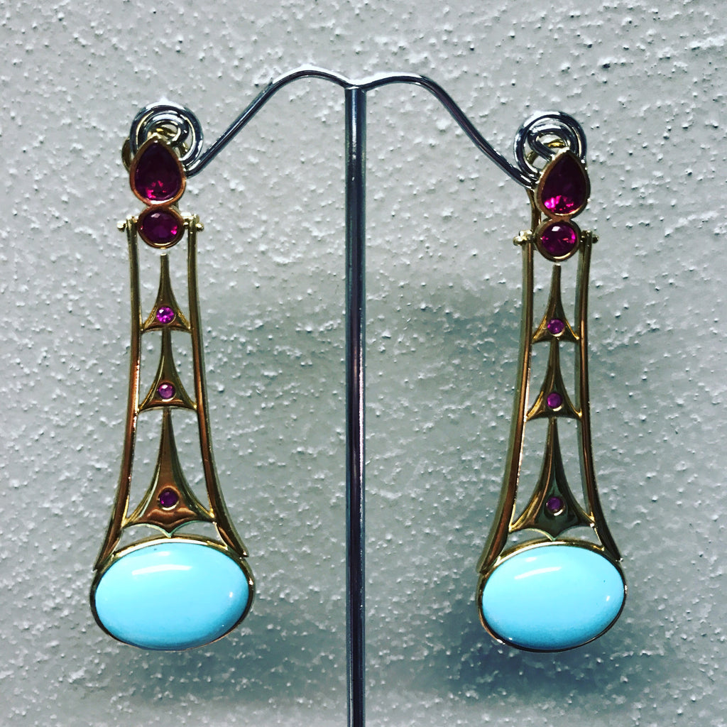 Pendant Earrings " Turquoises "