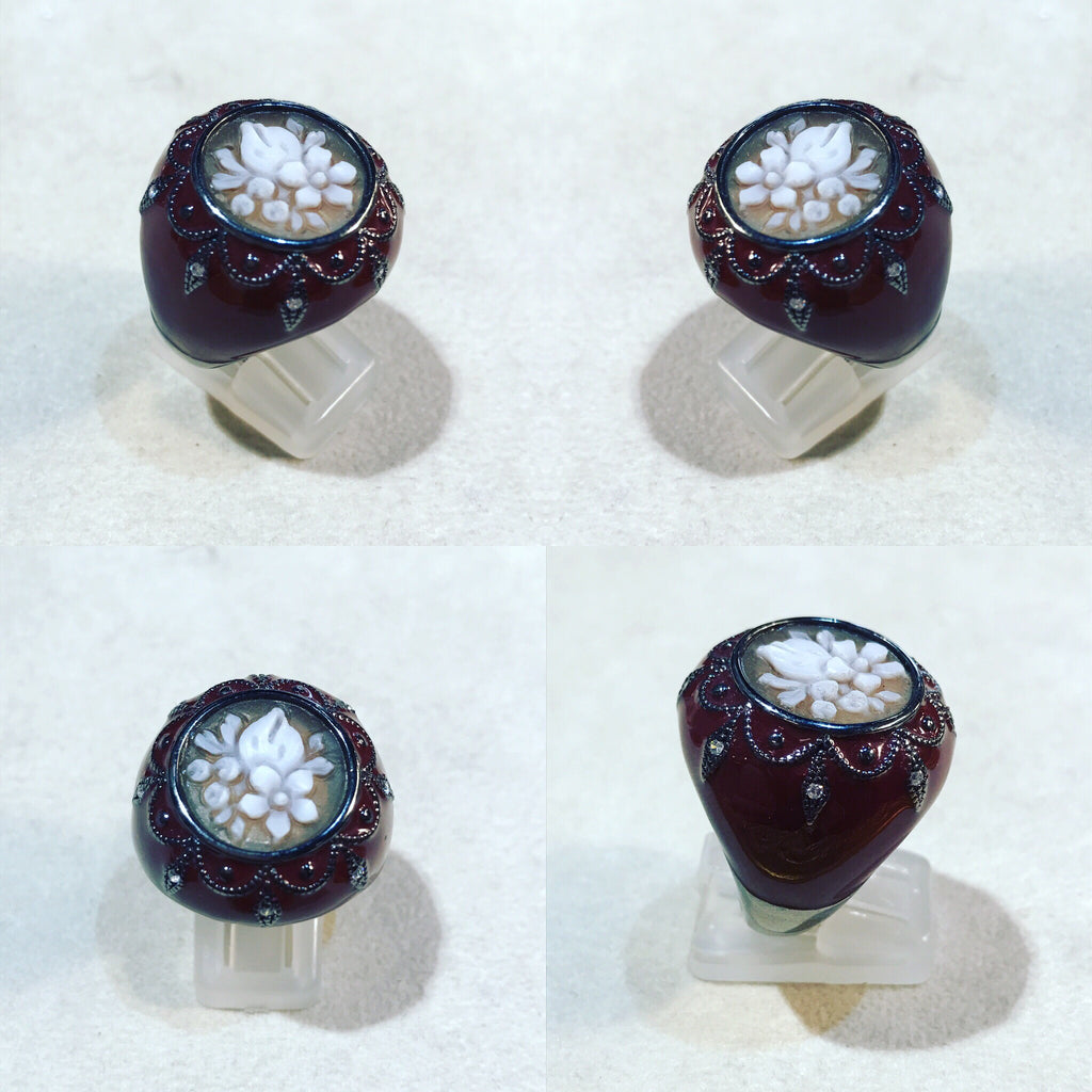 Ring with Central Cameo " The Red Flower "