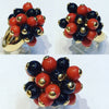 Ring with Beads of Red and Black Coral