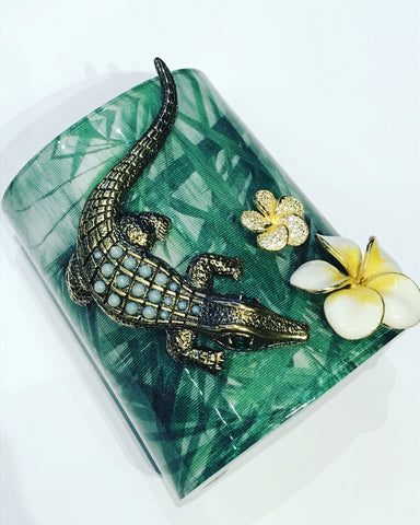 Cuff with Crocodile and Flowers