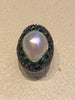 Ring with multi colour sapphires and Pearl