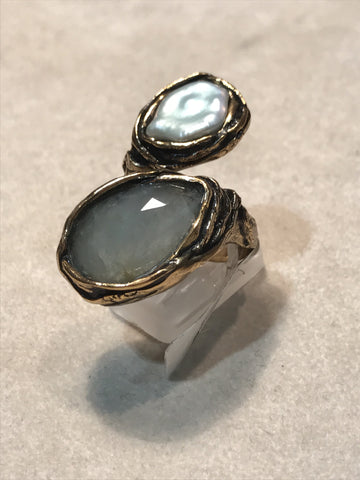 Contrarie' Ring with Quartz and Pearl ref. A98IV16