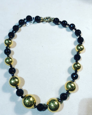 Necklace by Alcozer " Black Onyx and Bronze "