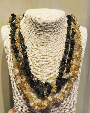 Necklace with Yellow and Brown Quartz