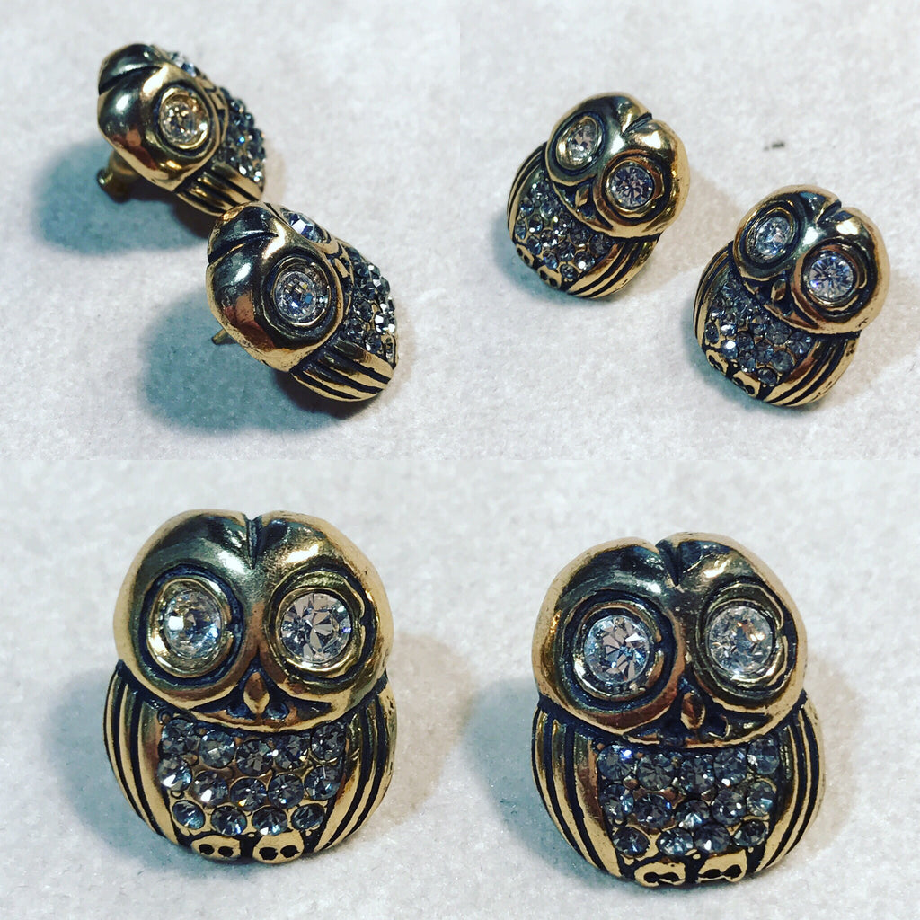 Earrings " Owl with Zircons "