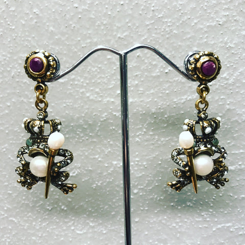 Pendant Earrings in Bronze " Prince Frog " ref. OP4285C