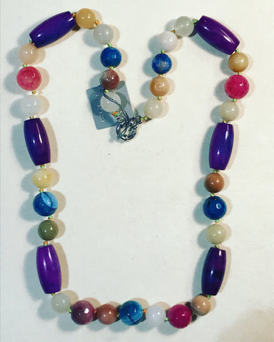 Necklace with Purple-Pink and White Quartz