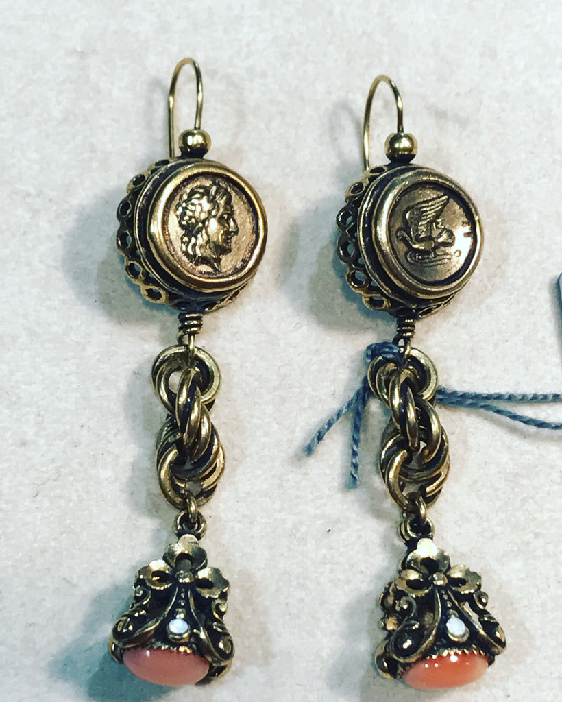 Pendant Earring with " Old Coins"