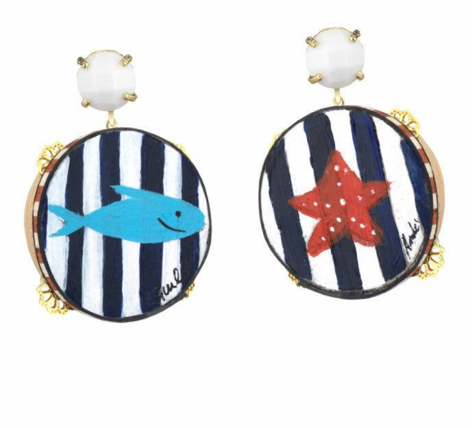 Amle' Earrings - sea star and fish -