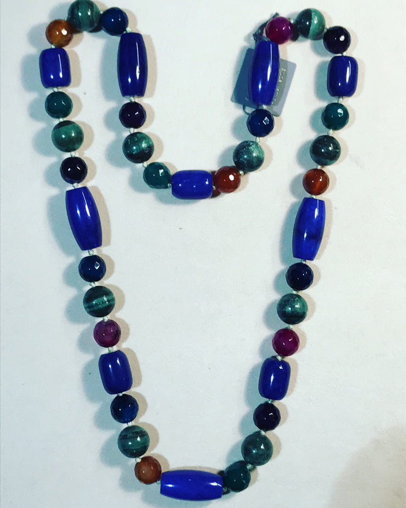 Necklace with Blue-Green-Red Quartz