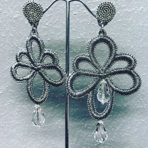 Pendant Earrings " Grey Trimming "