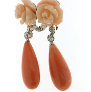 "Pink Roses of Coral " Pendant Earrings