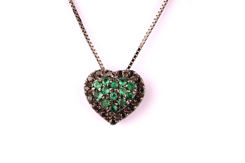" Heart " with Pavè of Emeralds and Black diamonds