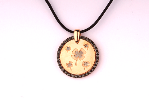 Four-Leaved Clover in Rose Gold and Black Diamonds